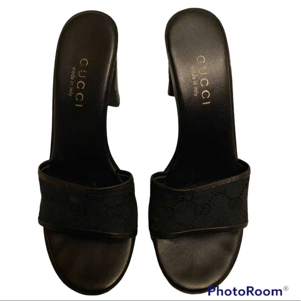 Y2K AUTH GUCCI TOM FORD MONOGRAM CANVAS OPEN TOE HIGH HEEL SANDALS ⭐️⭐️⭐️⭐️⭐️ - Picture 9 of 16